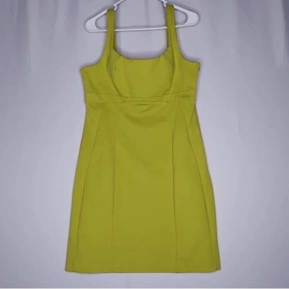 NEW YORK & COMPANY Dress 14 Lime Green Knit Empire Square Neck Sleeveless